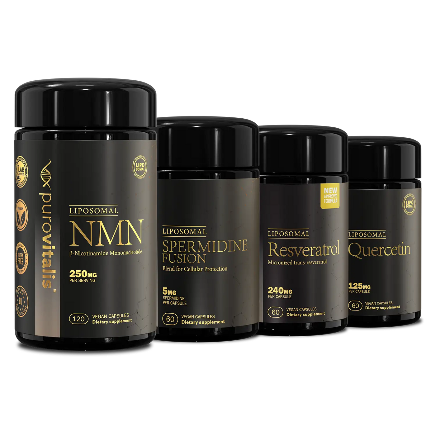 Max pakken: NMN, Resveratrol, Spermidine og Quercetin